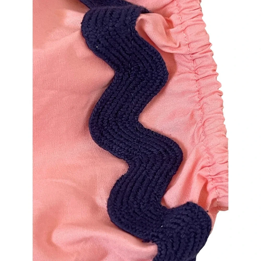 Smith & Quinn Top Womens Small Pink Navy Ric Rac Off Shoulder New Cotton Blouse - Picture 13 of 13